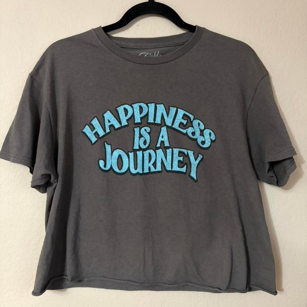 Cold Crush Happiness Is A Journey Graphic Crop Top Gray Desert Cacti Medium